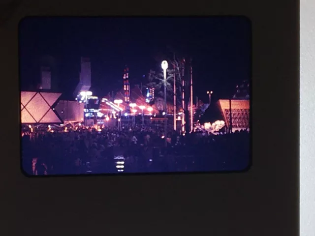 1971 35mm Slide EXPO 1970 Osaka Wide Angle Nighttime Shot w/ Bulgaria Pavilion A