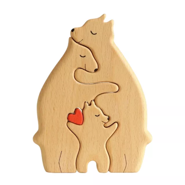 Holz-Familienpuzzle Bären dekorative Bären-Kunstskulptur aus Holz (C)