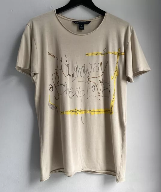Marc By Marc Jacobs T Shirt Beige Cotton Unique Graphic Print Tee Men’s Small