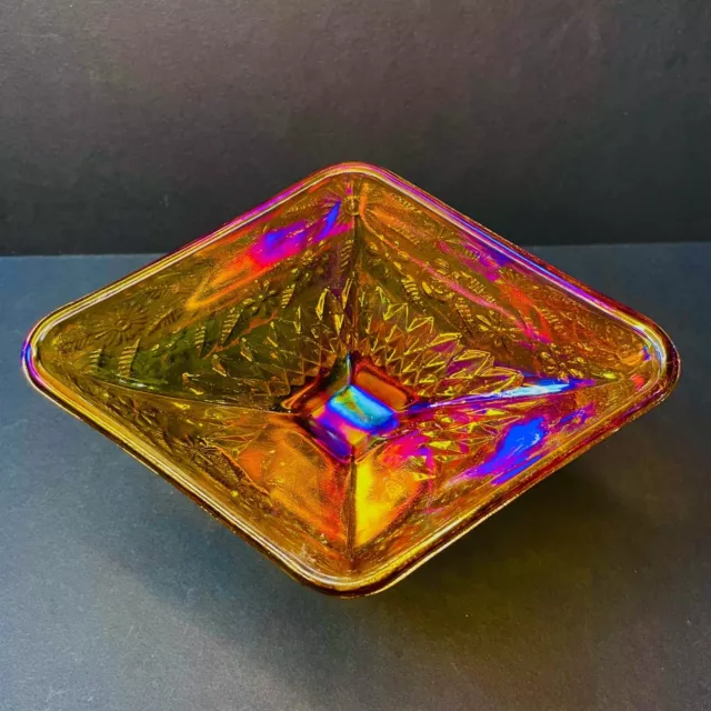 Antique 1930s Carnival Glass Candy Dish Compote Pedestal Iridescent Dessert Bowl