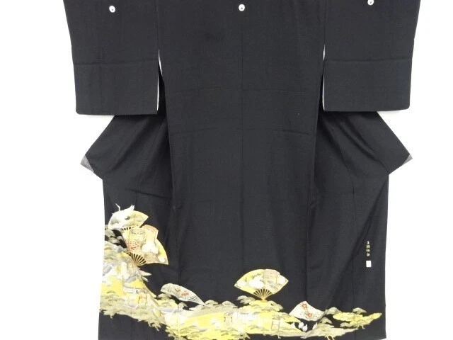 83011# Japanese Kimono / Antique Tomesode / Embroidery / Scenery In The Past / A