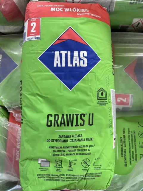Atlas Grawis U 25 kg malta adesiva per armatura colla polistirolo isolamento facciata WDVS