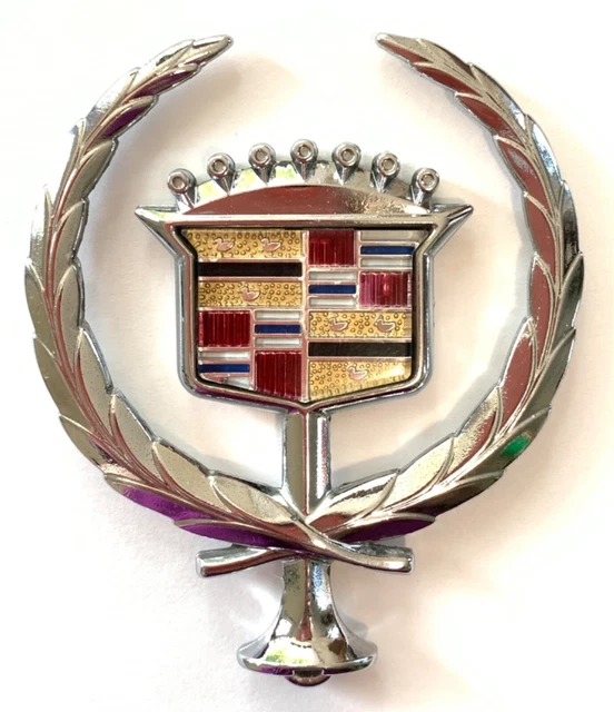 Vintage 70’s, 80’s Cadillac GM Wreath Crest Emblem Hood Ornament OEM