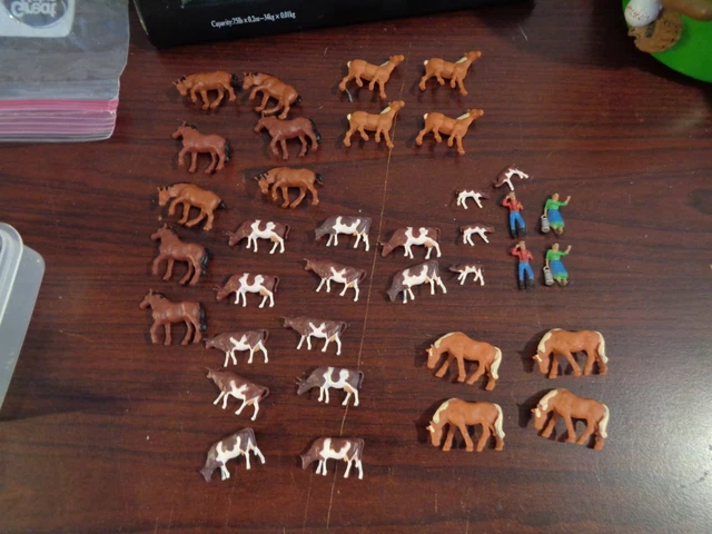 thumbnail image 2 of 36-Piece HO Scale Farm Animals & Figures – 1:87 Painted Brown Cows For Model Train Layouts 2 of 10