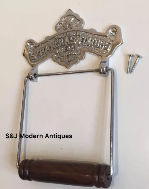 Vintage Toilet Roll Holder Chrome Novelty Victorian Antique St Pancras Silver