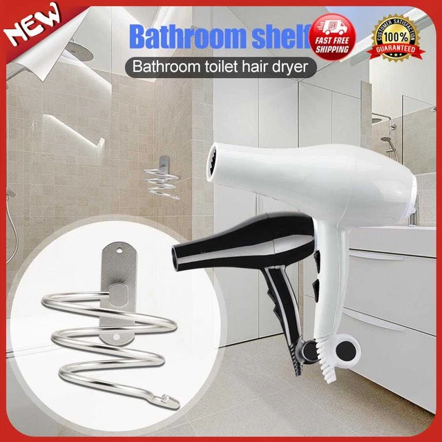 Soporte soplador para secador de pelo del Reino Unido accesorios de baño colgantes (plateado)