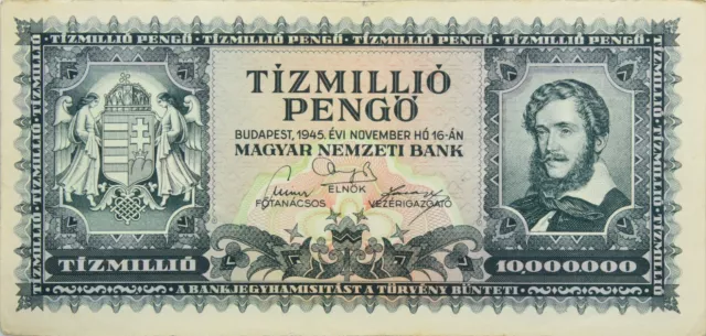 Ungarn Hungary - Geldschein - BANKNOTE - 10 Millionen Pengö 1945 - Lajos Kossuth