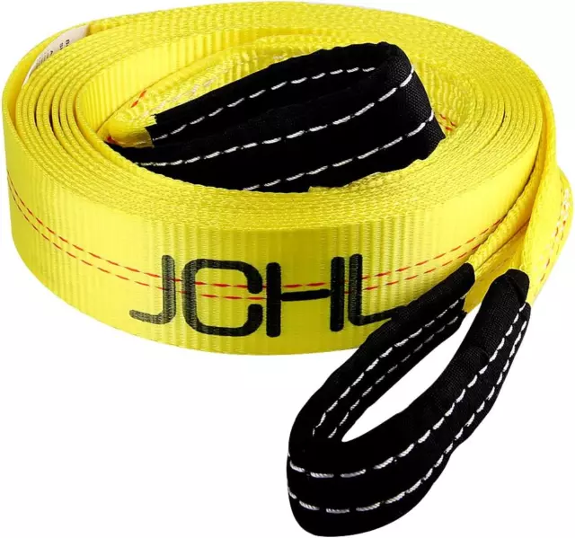 Recovery Tow Strap with Reinforced Loops 2Inx20Ft Heavy Duty 24,000Lb Break S