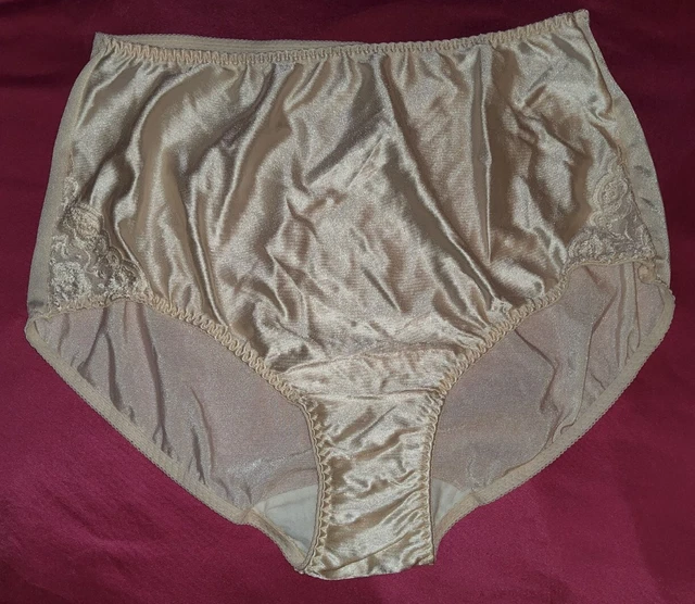 Vintage Vanity Fair Second Skin Satin Hi Cut Panties Shiny Ivory S 32-34