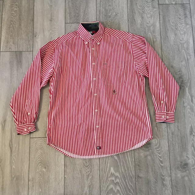 Tommy Hilfiger mens red stripe long sleeved shirt - size Small