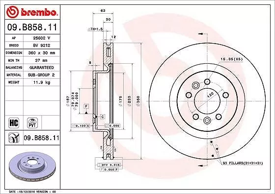 2x BREMBO Bremsscheibe Vorderachse für LAND ROVER