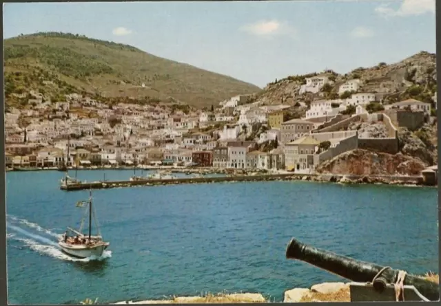 Greece,Saronic Islands Hydra,View of the Port  Vintage Postcard 1980