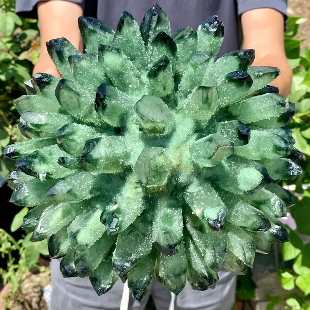 10.9LB New Find Green Phantom Quartz Crystal Cluster Mineral Specimen Healing