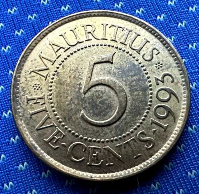 1993 Mauritius 5 Cents Coin BU UNC  Sir Seewoosagur Ramgoolam #M608