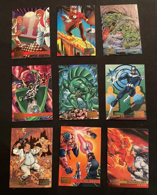 9x Marvel vs DC 1995 Fleer Skybox Trading Cards Sammelkarten DC Versus Marvel