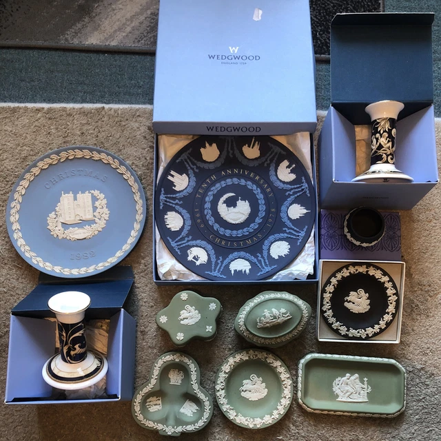 Lot Of Assorted Jasperware Wedgwood Blue, Green & Black Pieces