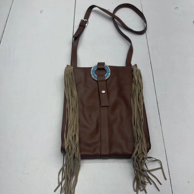 Chicos Sondra Roberts Brown Fringe Messenger Crossbody Purse