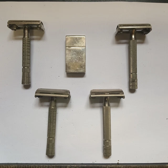 Vintage GILLETTE Mens Safety Razors Lot Of 4 & 1 Blade Holder