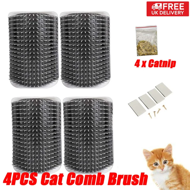 4Pcs Cat Self Groomer Brush Wall Corner Grooming Massage Tickling Comb Cat Toy