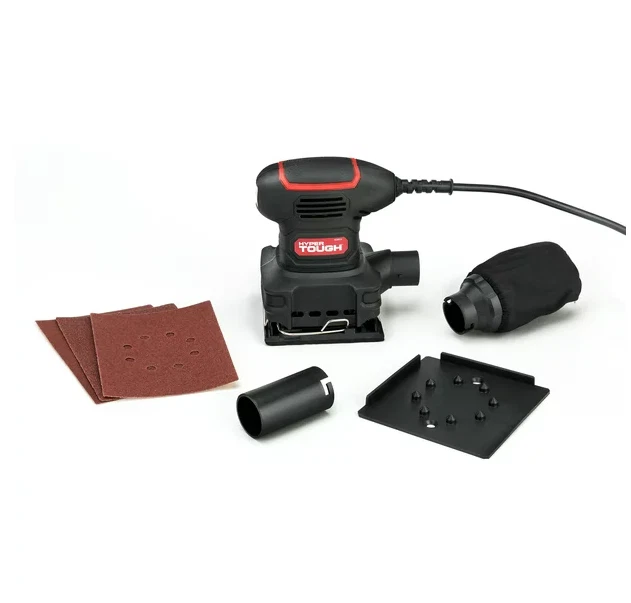 Hyper Tough 2 AMP Corded 1/4 Sheet Palm Sander with Dust Bag & 3 Sanding Sheets