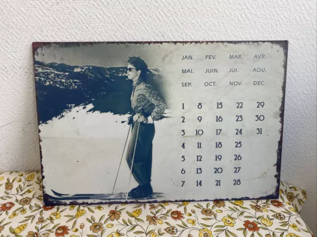 Calendrier Neige Skieuse Montagne Deco Chalet Ski Effet Rétro