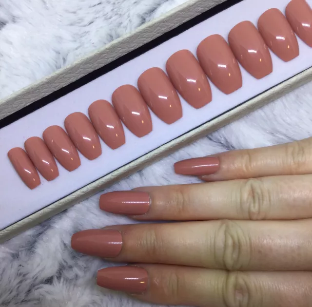 Blush Nude False Press On Coffin Nails Set