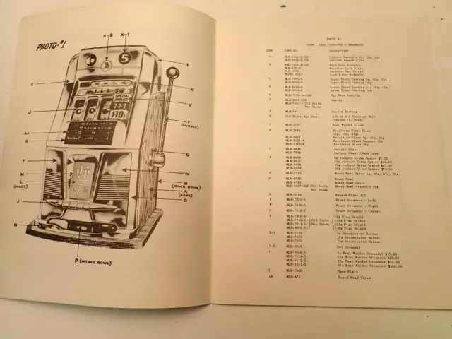 Original Mills Bell Slot Machine Parts & Service Manual
