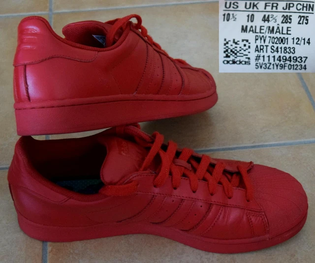 ADIDAS SUPERSTAR X Pharrell Williams "Supercolor Pack" Rot / Red Sneaker 44  2/3 60.64 - PicClick UK