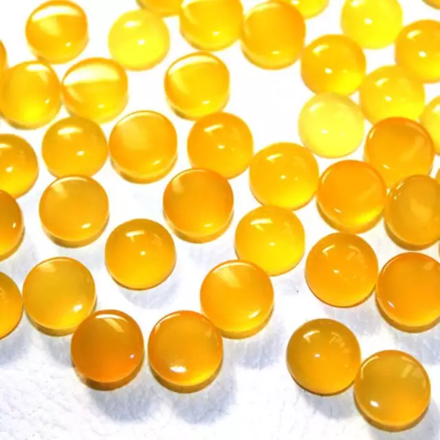 Natural Yellow Chalcedony  3mm To 20mm Round Cabochon Loose Gemstone