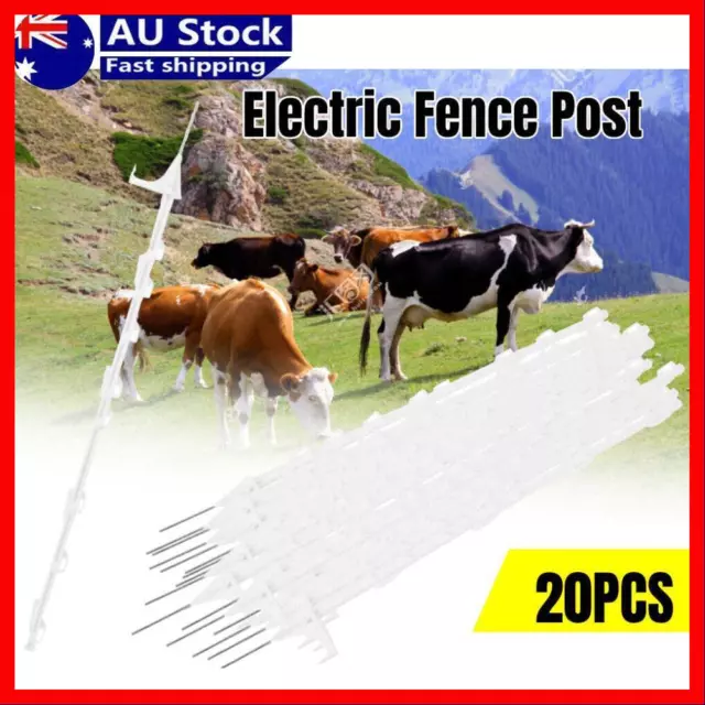 20× Electric Fence Posts Tread In Posts 8 Wire Tape Electric Fence Post 106cm