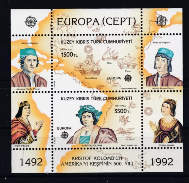 Türkisch-Zypern Block 10 Europa 500 Jahre Entdeckung Amerika Postfrisch ** MNH