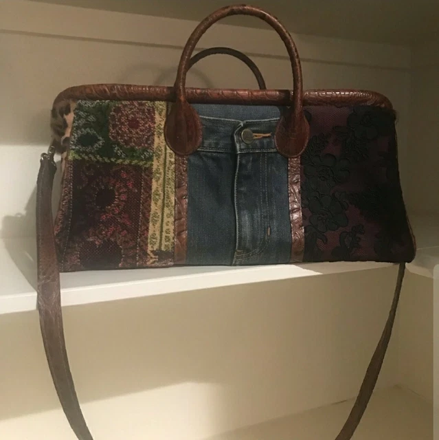 RARE 100% Authentic Clever Carriage Co. Denim Floral Doctor Satchel - Beautiful!