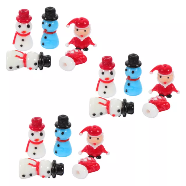 15 Pcs Snowman Glass Bead Colorful Beads Keychain Accessories Decorate Earrings