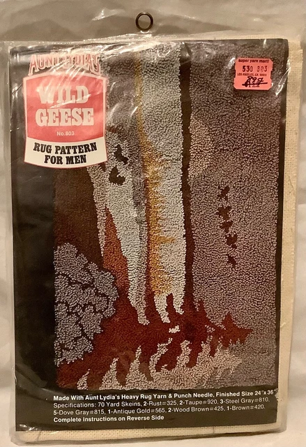"Patrón de alfombra vintage de tía Lydia's ""Gansos salvajes"