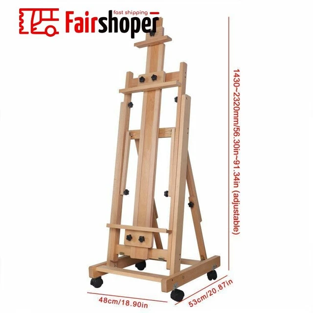 LARGE STUDIO H-FRAME Easel Painting Floor Beech Wood Adjustable Pro ...