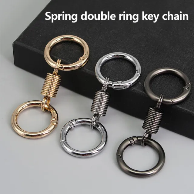 Personnalité Spring Double Coil Keychain Carabiner Buckle Key Rings Anti--Lost