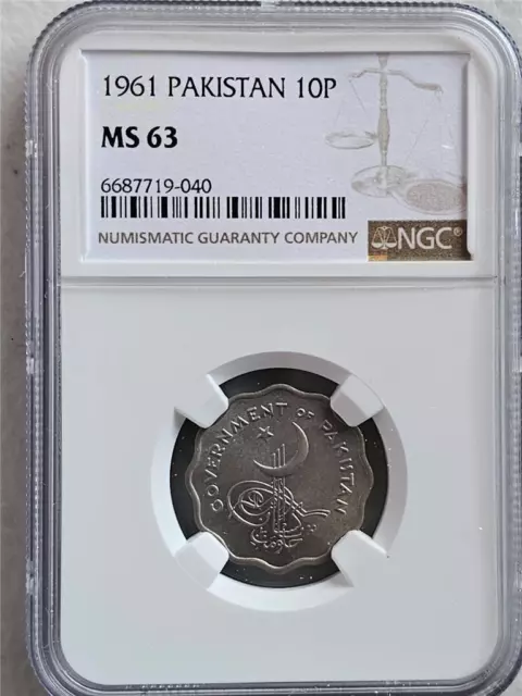 Pakistan 10 Pice 1961 NGC MS 63