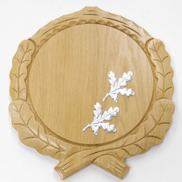Placa de Jabalí Tallado Roble Claro Af 19 CM Con 2 Pieza Aluminio Hoja de Roble