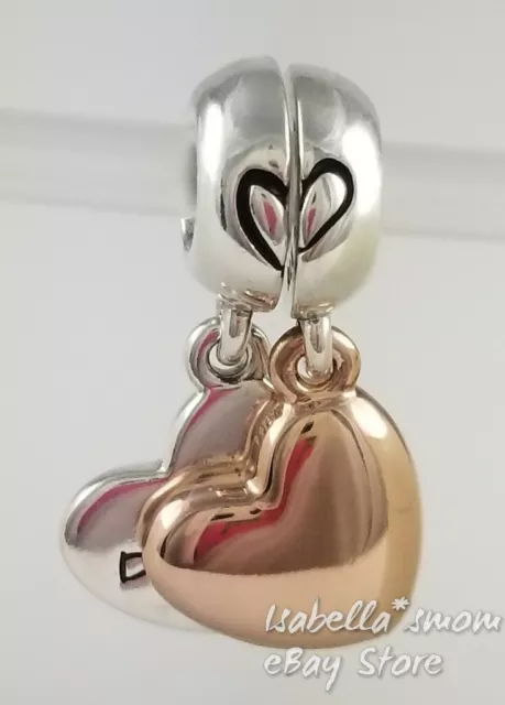 MOTHER & DAUGHTER LOVE Genuine PANDORA Rose GOLD Plated Dangle Charm 787783EN16