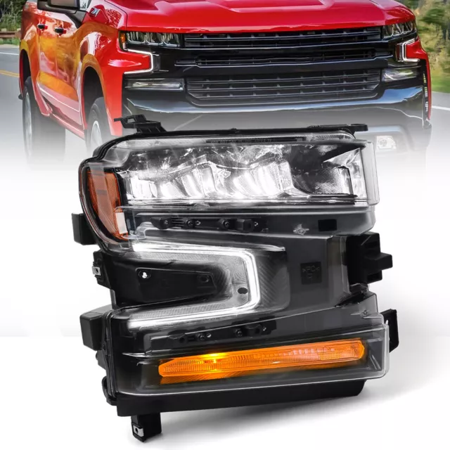 Fit 2019 2020 2021 Chevy Silverado 1500 Full LED Headlight Passenger Right Side