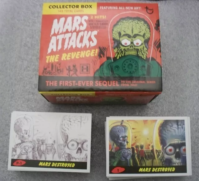 MARS ATTACKS The Revenge! Set 55 Base + 55 Pencil Art cards w/ original box