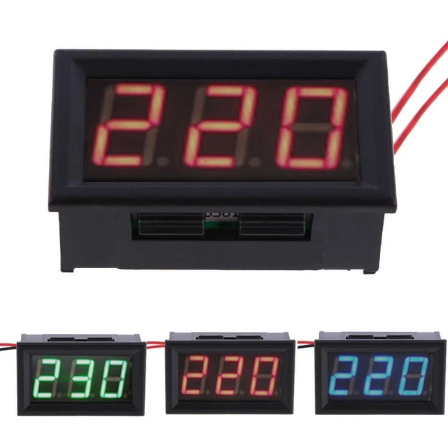 E# LED AC 30-500V Digital Voltmeter Home Use Voltage Display w/ 2 Wires