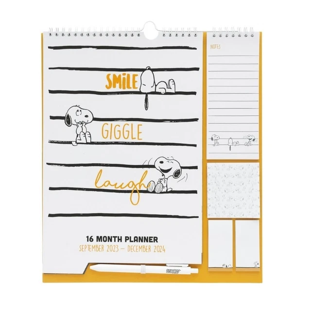 2024 CALENDAR SNOOPY Wall Planner Shopping List Notes & Pen Family