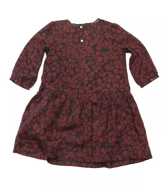 Burberry girl Tais Leopard-Print Silk Dress in Claret - youth 8Y / 8 - rt $249 2