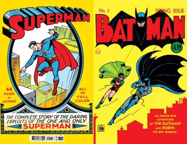 Superman 1 & Batman 1 Nm Facsimile Edition Reprint Set Dc Comics