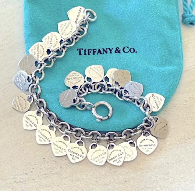 Tiffany & Co. Heart Tag Charm Bracelet in Silver - Ruby Lane