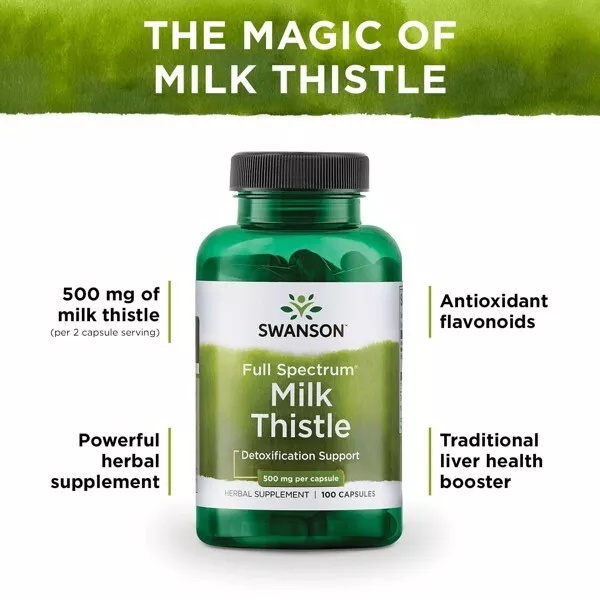 Swanson Milk Thistle 500mg Liver Kidney Health Detoxification Support - 100 caps