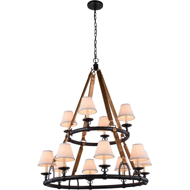 Large Equestrian Foyer Dining Room Horseshoe Bronze Rustic Farmhouse Chandelier