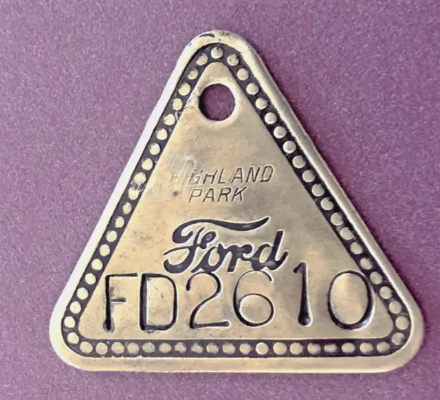 VTG Tool Check-Out Tag: FORD MOTOR CO;  Highland Park Automobile Factory; Brass