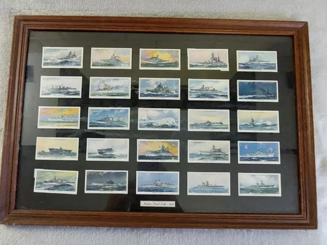 Framed & Glazed Part Set 25 Players Modern Naval Craft 1939 Cigarette Cards